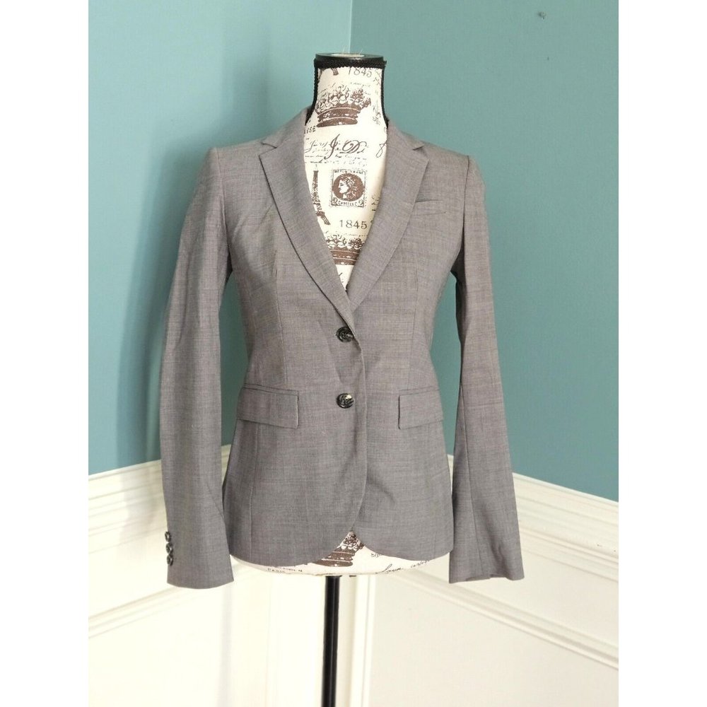 Banana Republic 2 Lined Fitted Virgin Wool Italian Gray Blazer Jacket